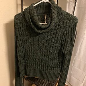 Hunter Green free people crop sweater